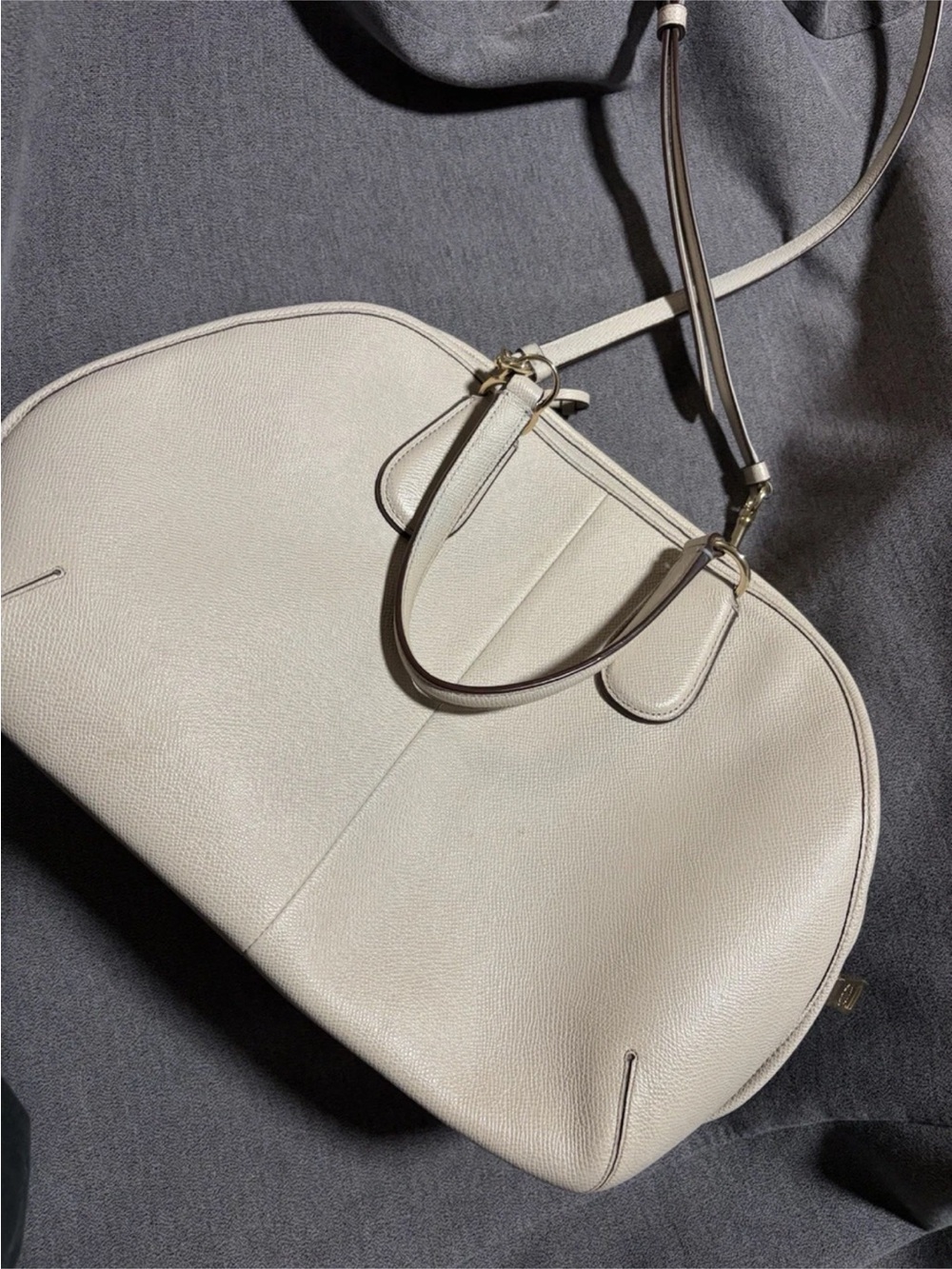 Coach Prince Street Satchel Crossgrain Leather Bag - Ivory Grey Birch